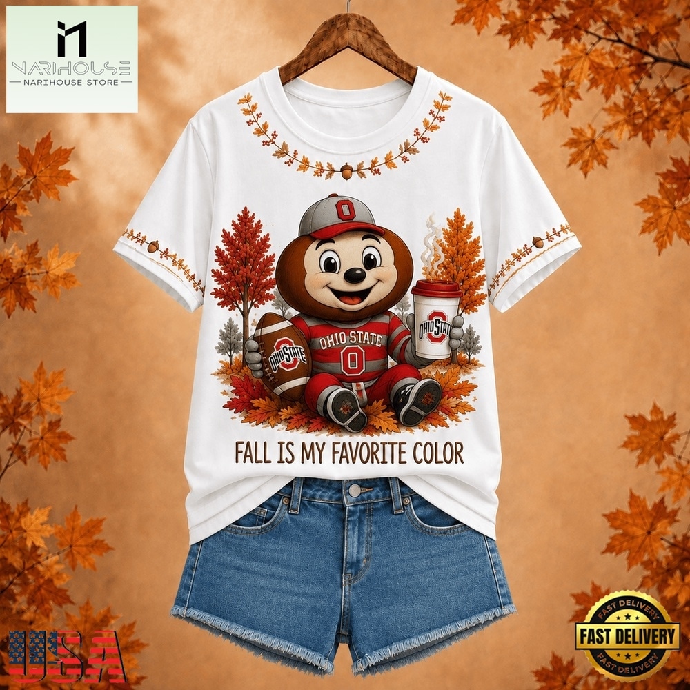 Ohio State Buckeyes NCAA Fall Is My Favorite Color Football Unisex 3D Shirt, NCAA College 3D Shirt Ohio State Buckeyes NCAA Fall Is My Favorite Color Football Unisex 3D Shirt, NCAA College 3D Shirt