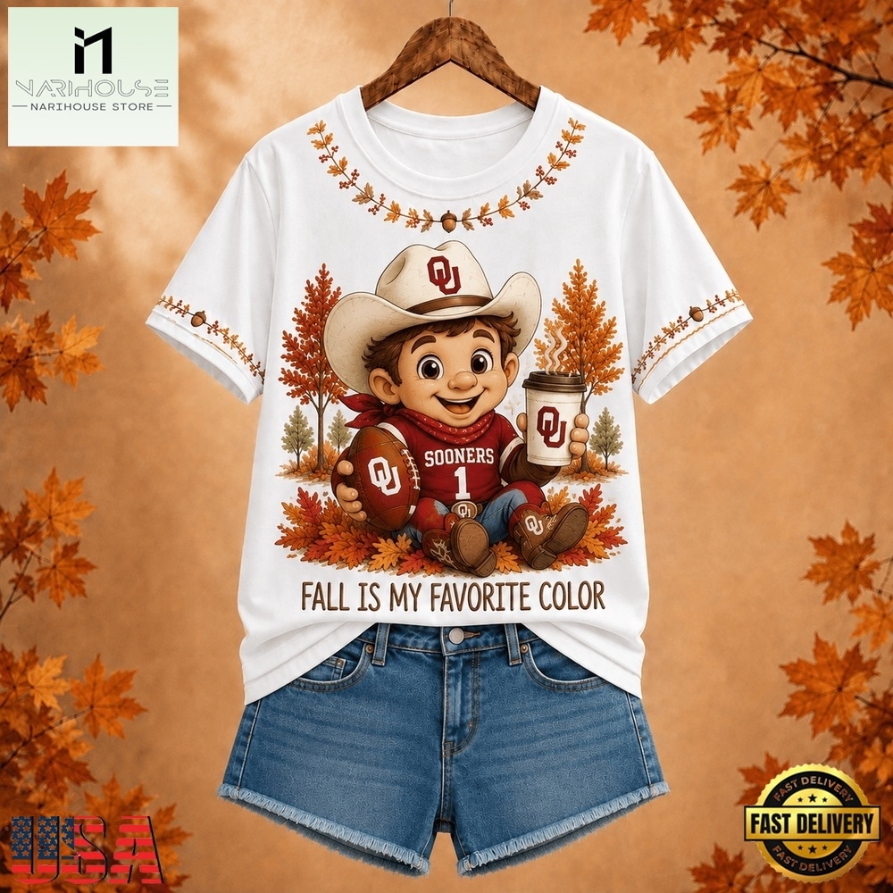 Oklahoma Sooners NCAA Fall Is My Favorite Color Football Unisex 3D Shirt, NCAA College 3D Shirt Oklahoma Sooners Ncaa Fall IS MY Favorite Color Football Unisex 3D Shirt