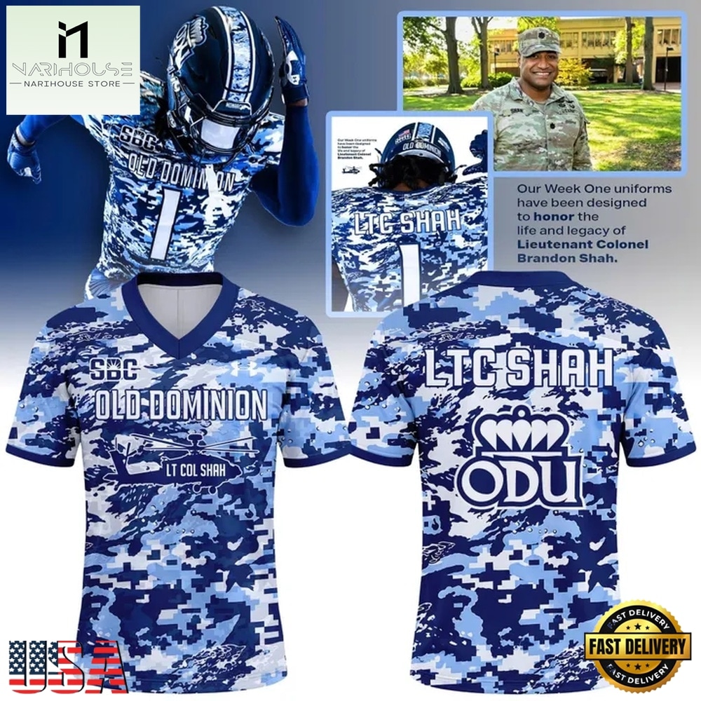 Old Dominion Monarchs Lieutenant Colonel Brandon Shah Football Jersey, Trending Football Shirt Old Dominion Monarchs Lieutenant Colonel Brandon Shah Football Jersey, Trending Football Shirt