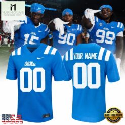 Ole Miss Rebels Custom Powder Blue Football Jersey, Trending Football Shirt Ole Miss Rebels Custom Powder Blue Football Jersey