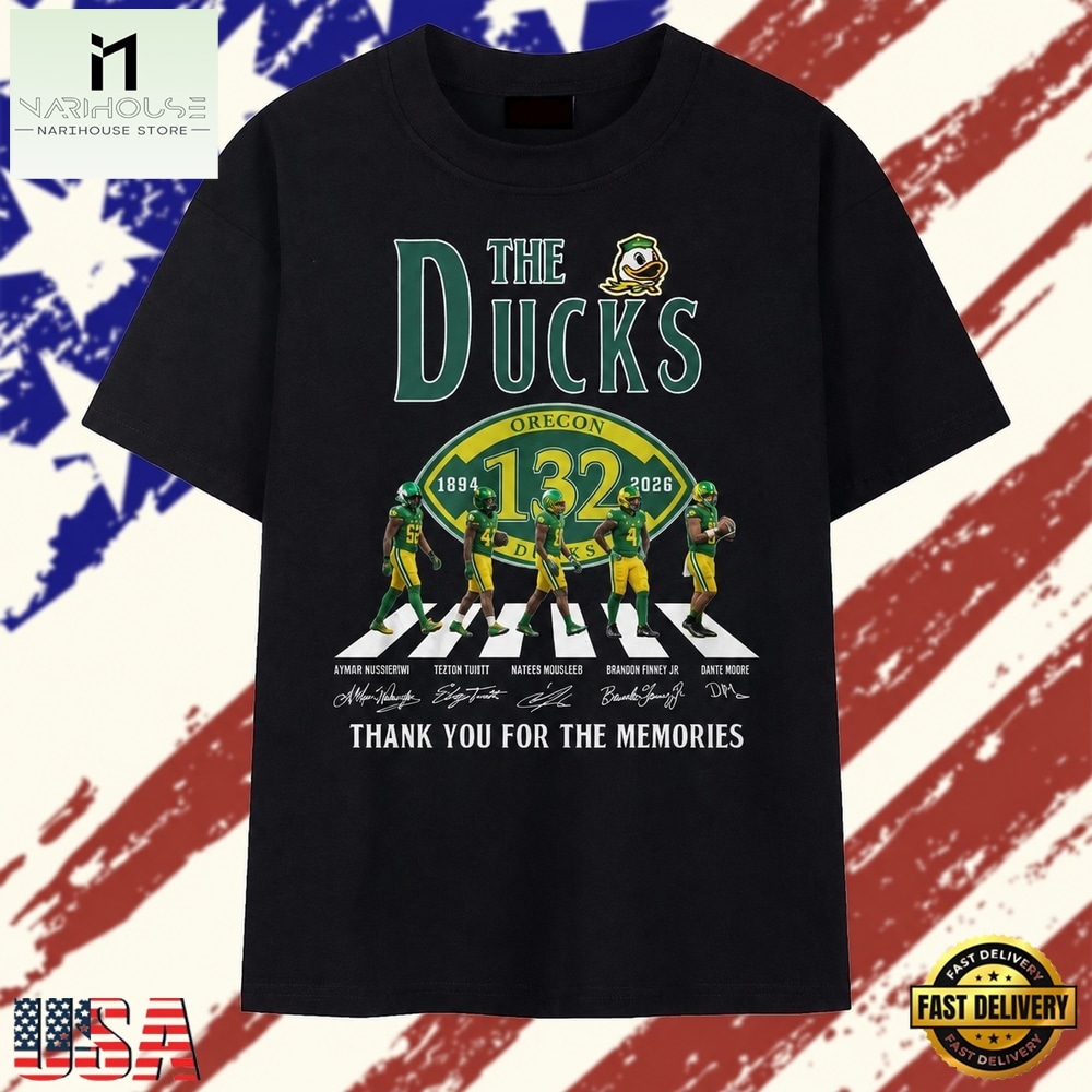 Oregon Ducks 132nd Anniversary 1894 2026 Abbey Road Signatures T Shirt, Stylish 2D Graphic Shirt Oregon Ducks 132nd Anniversary 1894 2026 Abbey Road Signatures T Shirt, Stylish 2D Graphic Shirt