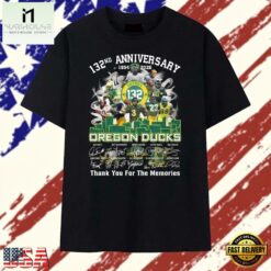 Oregon Ducks Football 132nd Anniversary Signatures Thank You For The Memories T Shirt, Stylish 2D Graphic Shirt Oregon Ducks Football 132nd Anniversary Signatures Thank You For The Memories T Shirt