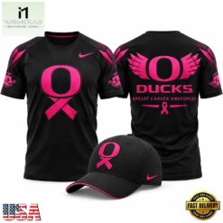 Oregon Ducks Football Breast Cancer Awareness 2026 T Shirt, Hot 3D Shirt Trend Oregon Ducks Football Breast Cancer Awareness 2026 T Shirt