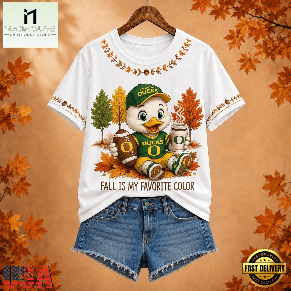 Oregon Ducks NCAA Fall Is My Favorite Color Football Unisex 3D Shirt, NCAA College 3D Shirt Oregon Ducks NCAA Fall Is My Favorite Color Football Unisex 3D Shirt, NCAA College 3D Shirt