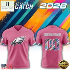Philadelphia Eagles NFL 2026 Crucial Catch Limited Edition Pink Football Jersey, Trending Football Shirt Philadelphia Eagles Nfl 2026 Crucial Catch Limited Edition Pink Football Jersey