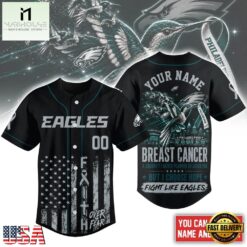 Philadelphia Eagles NFL Breast Cancer Hope Over Fear Baseball Jersey, NFL Game Day Jersey Philadelphia Eagles Nfl Breast Cancer Hope Over Fear Baseball Jersey