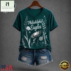 Philadelphia Eagles NFL Floral Garden V Neck T Shirt, Trendy NFL V Neck Tee Philadelphia Eagles Nfl Floral Garden V Neck T Shirt