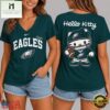 Philadelphia Eagles NFL Hello Kitty Football V Neck T Shirt, Trendy NFL V Neck Tee Philadelphia Eagles Nfl Hello Kitty Football V Neck T Shirt