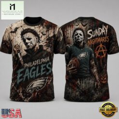 Philadelphia Eagles NFL Michael Myers Sunday Nightmares Horror Halloween 3D T Shirt, NFL Sporty Shirt Philadelphia Eagles Nfl Michael Myers Sunday Nightmares Horror Halloween 3D T Shirt