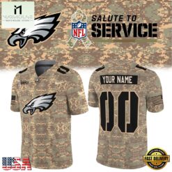 Philadelphia Eagles NFL Salute To Service 2026 Custom Name & Number New Football Jersey, Trending Football Shirt Philadelphia Eagles Nfl Salute TO Service 2026 Custom Name Number New Football Jersey