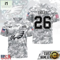 Philadelphia Eagles NFL Salute to Service Custom Name & Number Camo 3D Shirt, NFL Sporty Shirt Philadelphia Eagles Nfl Salute TO Service Custom Name Number Camo 3D Shirt