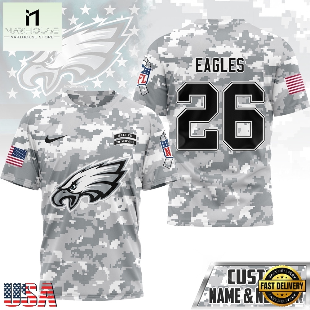 Philadelphia Eagles NFL Salute to Service Custom Name & Number Camo 3D Shirt, NFL Sporty Shirt Philadelphia Eagles NFL Salute to Service Custom Name & Number Camo 3D Shirt, NFL Sporty Shirt