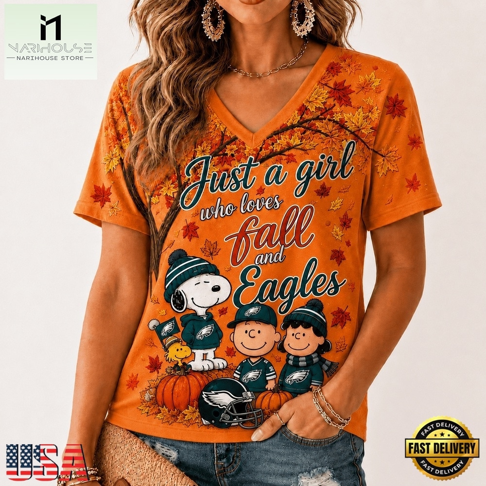 Philadelphia Eagles NFL Snoopy Peanuts Fall Season V Neck T Shirt, Trendy NFL V Neck Tee Philadelphia Eagles NFL Snoopy Peanuts Fall Season V Neck T Shirt, Trendy NFL V Neck Tee