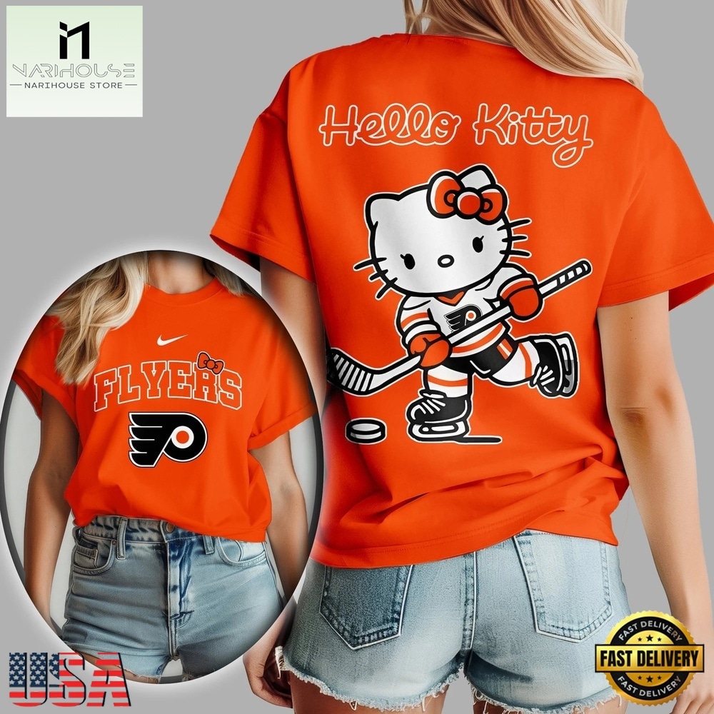 Philadelphia Flyers NHL x Hello Kitty Unisex 3D Shirt, NHL 3D Game Day Tee Philadelphia Flyers NHL x Hello Kitty Unisex 3D Shirt, NHL 3D Game Day Tee