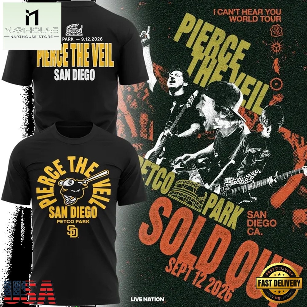 Pierce The Veil x San Diego Padres 2026 Black T Shirt, Popular 3D Music Tee Pierce The Veil x San Diego Padres 2026 Black T Shirt, Popular 3D Music Tee