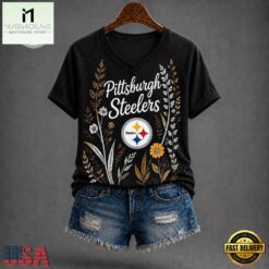 Pittsburgh Steelers NFL Floral Garden V Neck T Shirt, Trendy NFL V Neck Tee Pittsburgh Steelers Nfl Floral Garden V Neck T Shirt