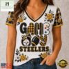 Pittsburgh Steelers NFL Football Flowers Team Pride V Neck T Shirt, Trendy NFL V Neck Tee Pittsburgh Steelers Nfl Football Flowers Team Pride V Neck T Shirt