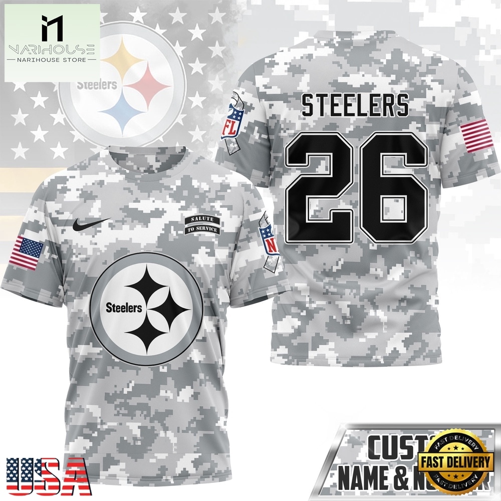 Pittsburgh Steelers NFL Salute to Service Custom Name & Number Camo 3D Shirt, NFL Sporty Shirt Pittsburgh Steelers NFL Salute to Service Custom Name & Number Camo 3D Shirt, NFL Sporty Shirt