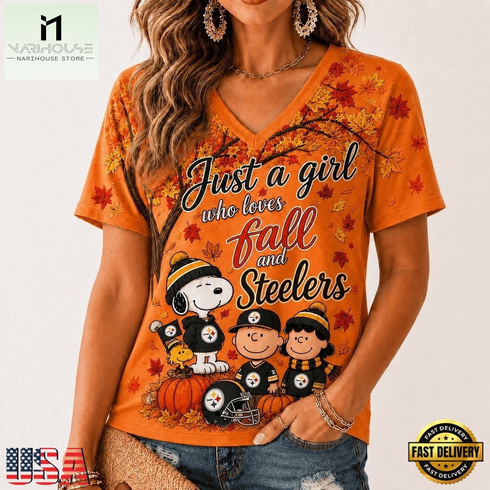 Pittsburgh Steelers NFL Snoopy Peanuts Fall Season V Neck T Shirt, Trendy NFL V Neck Tee Pittsburgh Steelers NFL Snoopy Peanuts Fall Season V Neck T Shirt, Trendy NFL V Neck Tee