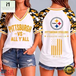 Pittsburgh Steelers NFL vs All Y' All United We Stand V Neck T Shirt, Trendy NFL V Neck Tee Pittsburgh Steelers Nfl VS All Y All United WE Stand V Neck T Shirt