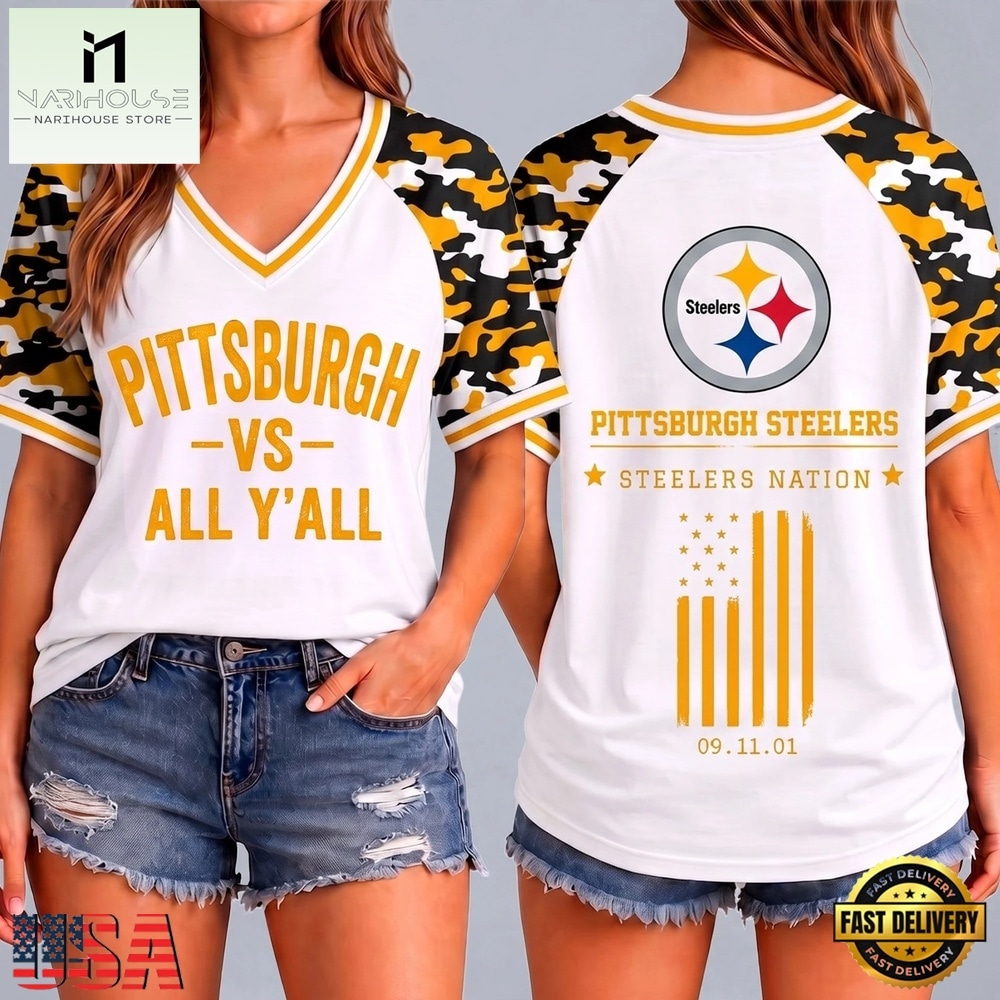 Pittsburgh Steelers NFL vs All Y' All United We Stand V Neck T Shirt, Trendy NFL V Neck Tee Pittsburgh Steelers NFL vs All Y' All United We Stand V Neck T Shirt, Trendy NFL V Neck Tee