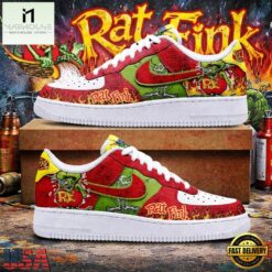 Rat Fink Hot Rod Art Custom Air Force 1 Shoes Sneakers, Music Artist AF1 Shoes Rat Fink Hot Rod Art Custom Air Force 1 Shoes Sneakers