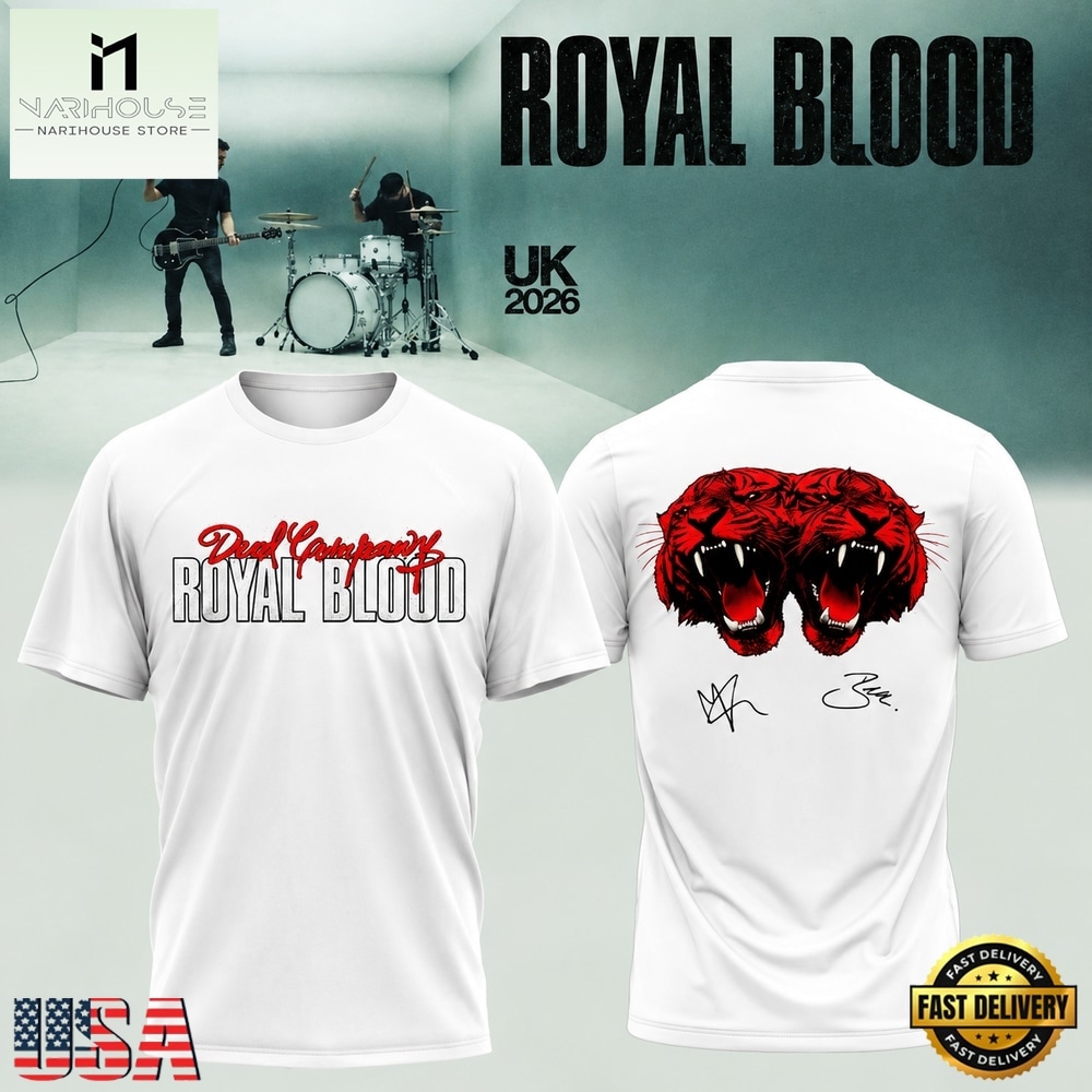 Royal Blood UK Tour Dead Company 2026 Special New White T Shirt, Popular 3D Music Tee Royal Blood UK Tour Dead Company 2026 Special New White T Shirt, Popular 3D Music Tee