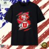 San Francisco 49ers and Utah Utes Ripped Logo T Shirt, Stylish 2D Graphic Shirt San Francisco 49ers And Utah Utes Ripped Logo T Shirt