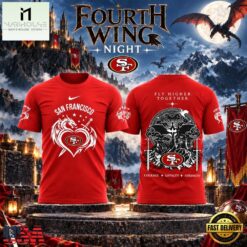 San Francisco 49ers Fourth Wing Night 2026 Red Graphic T Shirt, Hot 3D Shirt Trend San Francisco 49ers Fourth Wing Night 2026 Red Graphic T Shirt