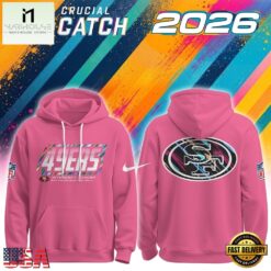 San Francisco 49ers NFL 2026 Crucial Catch Limited Edition Pink Hoodie Shirt, Hot 3D Shirt Trend San Francisco 49ers Nfl 2026 Crucial Catch Limited Edition Pink Hoodie Shirt