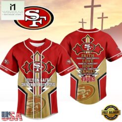 San Francisco 49ers NFL Blessed Beyond The Score Baseball Jersey, NFL Game Day Jersey San Francisco 49ers Nfl Blessed Beyond The Score Baseball Jersey