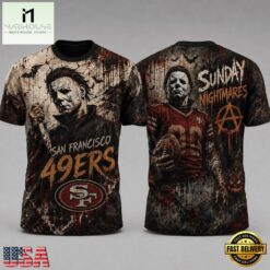 San Francisco 49ers NFL Michael Myers Sunday Nightmares Horror Halloween 3D T Shirt, NFL Sporty Shirt San Francisco 49ers Nfl Michael Myers Sunday Nightmares Horror Halloween 3D T Shirt
