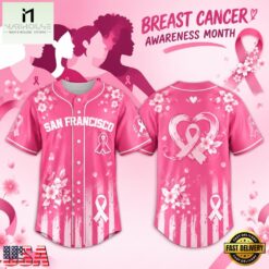 San Francisco Firebells x Breast Cancer Awareness Month 2026 Baseball Jersey, Stylish Baseball Jersey San Francisco Firebells X Breast Cancer Awareness Month 2026 Baseball Jersey