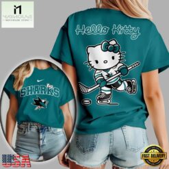 San Jose Sharks NHL x Hello Kitty Unisex 3D Shirt, NHL 3D Game Day Tee San Jose Sharks Nhl X Hello Kitty Unisex 3D Shirt