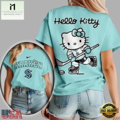 Seattle Kraken NHL x Hello Kitty Unisex 3D Shirt, NHL 3D Game Day Tee Seattle Kraken Nhl X Hello Kitty Unisex 3D Shirt