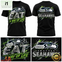 Seattle Seahawks Mike Macdonald Eat A Way Of Life 2026 Graphic T Shirt, Hot 3D Shirt Trend Seattle Seahawks Mike Macdonald Eat A Way OF Life 2026 Graphic T Shirt