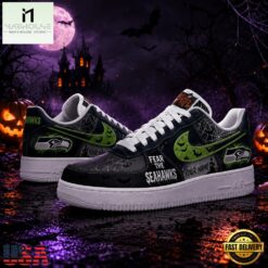 Seattle Seahawks NFL Fear The Team Halloween Air Force 1 Shoes Sneakers, NFL Team AF1 Shoes Seattle Seahawks Nfl Fear The Team Halloween Air Force 1 Shoes Sneakers
