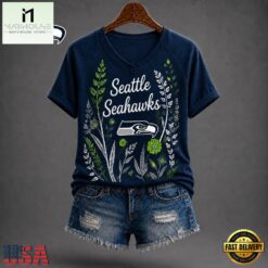 Seattle Seahawks NFL Floral Garden V Neck T Shirt, Trendy NFL V Neck Tee Seattle Seahawks Nfl Floral Garden V Neck T Shirt
