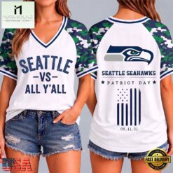 Seattle Seahawks NFL vs All Y' All United We Stand V Neck T Shirt, Trendy NFL V Neck Tee Seattle Seahawks Nfl VS All Y All United WE Stand V Neck T Shirt