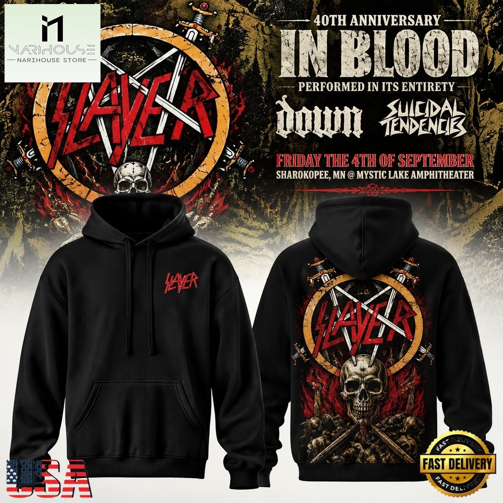 Slayer Reign in Blood 40th Anniversary 2026 Signature Hoodie, Popular 3D Music Tee Slayer Reign in Blood 40th Anniversary 2026 Signature Hoodie, Popular 3D Music Tee