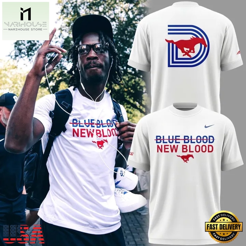 SMU Mustangs Blue Blood, New Blood Graphic T Shirt, Hot 3D Shirt Trend SMU Mustangs Blue Blood, New Blood Graphic T Shirt, Hot 3D Shirt Trend