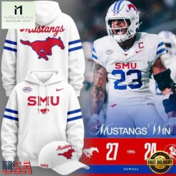 SMU Mustangs Football 2026 Score Winer 27 24 Hoodie, Hot 3D Shirt Trend Smu Mustangs Football 2026 Score Winer 27 24 Hoodie