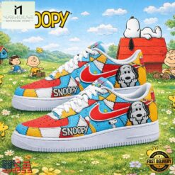 Snoopy Peanuts Patchwork Custom Air Force 1 Shoes, Cute Cartoon Graphic Sneakers, Music Artist AF1 Shoes Snoopy Peanuts Patchwork Custom Air Force 1 Shoes Cute Cartoon Graphic Sneakers