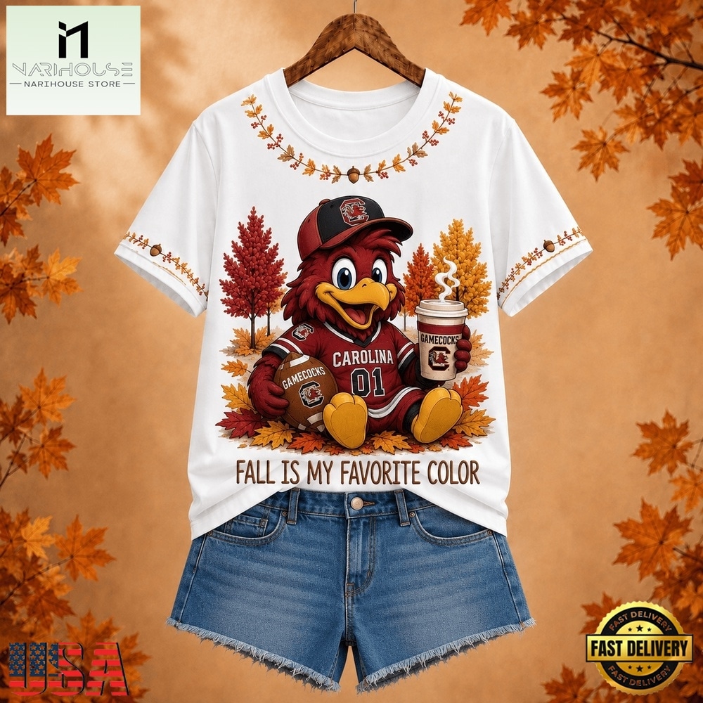 South Carolina Gamecocks NCAA Fall Is My Favorite Color Football Unisex 3D Shirt, NCAA College 3D Shirt South Carolina Gamecocks NCAA Fall Is My Favorite Color Football Unisex 3D Shirt, NCAA College 3D Shirt