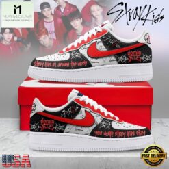 Stray Kids DOMINATE Tour Red & Black K Pop Graphic Air Force 1 Shoes, Music Artist AF1 Shoes Stray Kids Dominate Tour Red Black K Pop Graphic Air Force 1 Shoes
