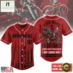 Tampa Bay Buccaneers NFL Breast Cancer Hope Over Fear Baseball Jersey, NFL Game Day Jersey Tampa Bay Buccaneers Nfl Breast Cancer Hope Over Fear Baseball Jersey