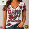 Tampa Bay Buccaneers NFL Football Flowers Team Pride V Neck T Shirt, Trendy NFL V Neck Tee Tampa Bay Buccaneers Nfl Football Flowers Team Pride V Neck T Shirt