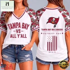 Tampa Bay Buccaneers NFL vs All Y' All United We Stand V Neck T Shirt, Trendy NFL V Neck Tee Tampa Bay Buccaneers Nfl VS All Y All United WE Stand V Neck T Shirt