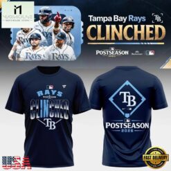 Tampa Bay Rays 2026 Postseason Clinched T Shirt, Hot 3D Shirt Trend Tampa Bay Rays 2026 Postseason Clinched T Shirt