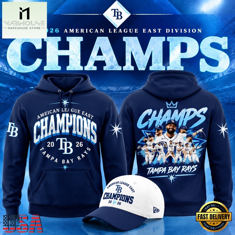 Tampa Bay Rays AL East Division Champions 2026 Navy Pullover Hoodie, Hot 3D Shirt Trend Tampa Bay Rays AL East Division Champions 2026 Navy Pullover Hoodie, Hot 3D Shirt Trend
